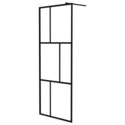 vidaXL Walk-in Shower Wall Bath Enclosure with Shelf ESG Glass and Aluminium - black, 90 x 195 cm/pattern 1