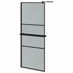 vidaXL Walk-in Shower Wall Bath Enclosure with Shelf ESG Glass and Aluminium - black, 90 x 195 cm