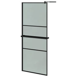 vidaXL Walk-in Shower Wall Bath Enclosure with Shelf ESG Glass and Aluminium - black, 90 x 195 cm