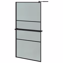 vidaXL Walk-in Shower Wall Bath Enclosure with Shelf ESG Glass and Aluminium - black, 100 x 195 cm