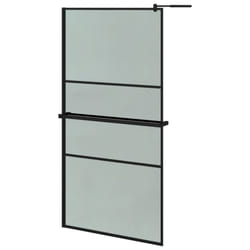 vidaXL Walk-in Shower Wall Bath Enclosure with Shelf ESG Glass and Aluminium - black, 100 x 195 cm