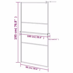 vidaXL Walk-in Shower Wall Bath Enclosure with Shelf ESG Glass and Aluminium - black, 100 x 195 cm