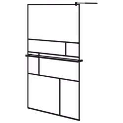 vidaXL Walk-in Shower Wall Bath Enclosure with Shelf ESG Glass and Aluminium - black, 115 x 195 cm/pattern 2