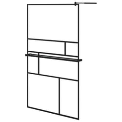 vidaXL Walk-in Shower Wall Bath Enclosure with Shelf ESG Glass and Aluminium - black, 115 x 195 cm/pattern 2