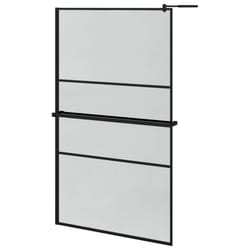 vidaXL Walk-in Shower Wall Bath Enclosure with Shelf ESG Glass and Aluminium - black, 115 x 195 cm