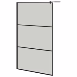 vidaXL Walk-in Shower Wall Bath Enclosure with Shelf ESG Glass and Aluminium - black, 115 x 195 cm