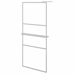 vidaXL Walk-in Shower Wall Bath Enclosure with Shelf ESG Glass and Aluminium - chrome, 80 x 195 cm/frosted