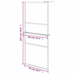 vidaXL Walk-in Shower Wall Bath Enclosure with Shelf ESG Glass and Aluminium - chrome, 80 x 195 cm/frosted