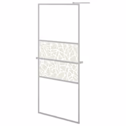 vidaXL Walk-in Shower Wall Bath Enclosure with Shelf ESG Glass and Aluminium - chrome, 80 x 195 cm/stone design