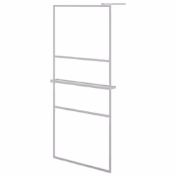 vidaXL Walk-in Shower Wall Bath Enclosure with Shelf ESG Glass and Aluminium - chrome, 100 x 195 cm/2 horizontal bars