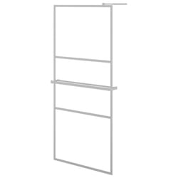 vidaXL Walk-in Shower Wall Bath Enclosure with Shelf ESG Glass and Aluminium - chrome, 100 x 195 cm/frosted