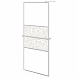 vidaXL Walk-in Shower Wall Bath Enclosure with Shelf ESG Glass and Aluminium - chrome, 100 x 195 cm/stone design