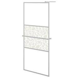 vidaXL Walk-in Shower Wall Bath Enclosure with Shelf ESG Glass and Aluminium - chrome, 100 x 195 cm/stone design