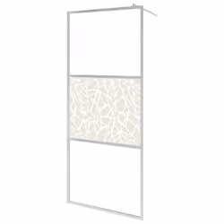vidaXL Walk-in Shower Wall Bath Enclosure with Shelf ESG Glass and Aluminium - chrome, 100 x 195 cm/stone design
