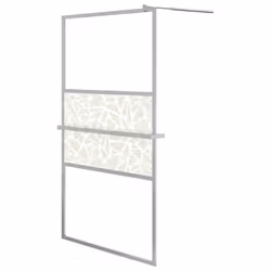 vidaXL Walk-in Shower Wall Bath Enclosure with Shelf ESG Glass and Aluminium - chrome, 115 x 195 cm/stone design