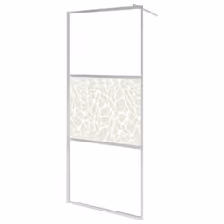 vidaXL Walk-in Shower Wall Bath Enclosure with Shelf ESG Glass and Aluminium - chrome, 115 x 195 cm/stone design