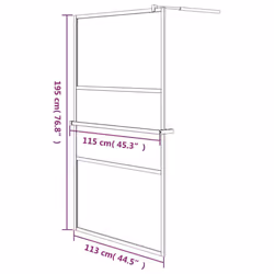 vidaXL Walk-in Shower Wall Bath Enclosure with Shelf ESG Glass and Aluminium - chrome, 115 x 195 cm/stone design