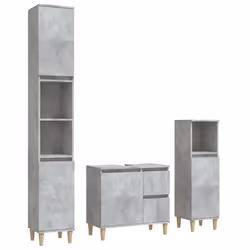 vidaXL Bathroom Cabinet Set Washroom Vanity Unit Set 3 Piece Engineered Wood - concrete grey