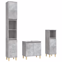 vidaXL Bathroom Furniture Set Washroom Vanity Unit 3 Piece Engineered Wood - concrete grey
