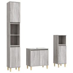 vidaXL Bathroom Furniture Set Washroom Vanity Unit 3 Piece Engineered Wood - grey sonoma