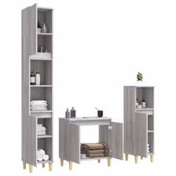 vidaXL Bathroom Furniture Set Washroom Vanity Unit 3 Piece Engineered Wood - grey sonoma - Additional view 2
