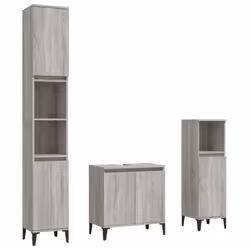 VidaXL 3185595, Grey, Oak, Metal, Wood, 580 mm, 330 mm, 600 mm, 3 pc(s)
