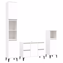 VidaXL 3185605, White, Metal, Wood, 800 mm, 330 mm, 600 mm, 3 pc(s)