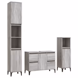VidaXL 3185611, Grey, Oak, Metal, Wood, 800 mm, 330 mm, 600 mm, 3 pc(s)
