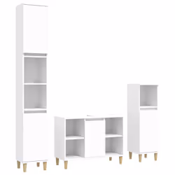 vidaXL Bathroom Furniture Set Washroom Vanity Unit 3 Piece Engineered Wood - white