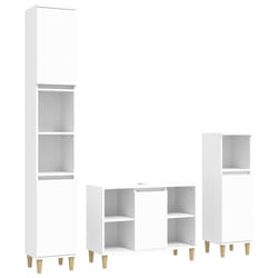 vidaXL Bathroom Furniture Set Washroom Vanity Unit 3 Piece Engineered Wood - white