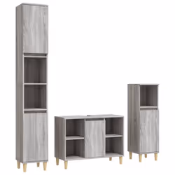 vidaXL Bathroom Furniture Set Washroom Vanity Unit 3 Piece Engineered Wood - grey sonoma