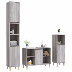 vidaXL Bathroom Furniture Set Washroom Vanity Unit 3 Piece Engineered Wood - grey sonoma