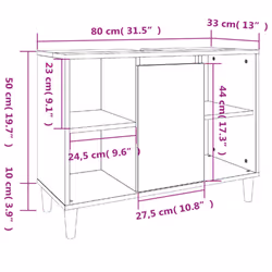 vidaXL Bathroom Furniture Set Washroom Vanity Unit 3 Piece Engineered Wood - grey sonoma