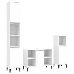 vidaXL Bathroom Furniture Set Washroom Vanity Unit 3 Piece Engineered Wood - white