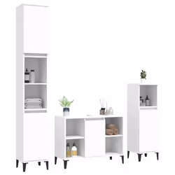 vidaXL Bathroom Furniture Set Washroom Vanity Unit 3 Piece Engineered Wood - white