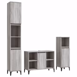 vidaXL Bathroom Furniture Set Washroom Vanity Unit 3 Piece Engineered Wood - grey sonoma