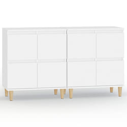 vidaXL Sideboards Storage Side Cabinet Cupboard Highboard Engineered Wood - white, 2 pcs