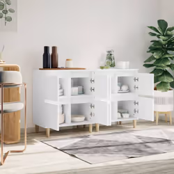 vidaXL Sideboards Storage Side Cabinet Cupboard Highboard Engineered Wood - white, 2 pcs