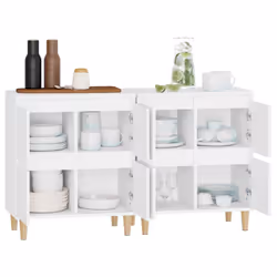 vidaXL Sideboards Storage Side Cabinet Cupboard Highboard Engineered Wood - white, 2 pcs - Additional view 4
