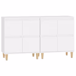 vidaXL Sideboards Storage Side Cabinet Cupboard Highboard Engineered Wood - white, 2 pcs - Additional view 5