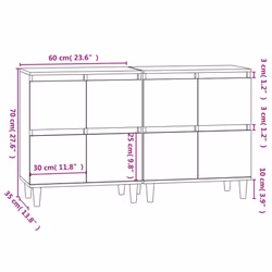 vidaXL Sideboards Storage Side Cabinet Cupboard Highboard Engineered Wood - grey sonoma, 2 pcs - Additional view 10