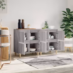 vidaXL Sideboards Storage Side Cabinet Cupboard Highboard Engineered Wood - grey sonoma, 2 pcs - Additional view 2