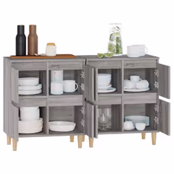 vidaXL Sideboards Storage Side Cabinet Cupboard Highboard Engineered Wood - grey sonoma, 2 pcs - Additional view 4