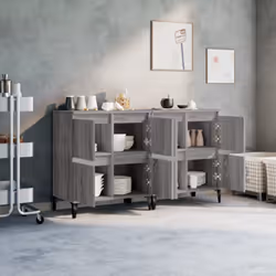 vidaXL Sideboards Storage Side Cabinet Cupboard Highboard Engineered Wood - grey sonoma, 2 pcs - Additional view 2