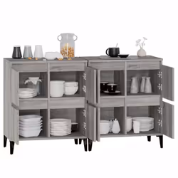 vidaXL Sideboards Storage Side Cabinet Cupboard Highboard Engineered Wood - grey sonoma, 2 pcs - Additional view 4