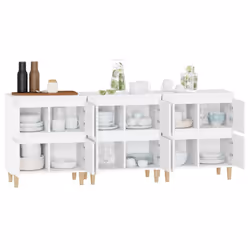 vidaXL Sideboards Storage Side Cabinet Cupboard Highboard Engineered Wood - white, 3 pcs - Additional view 4