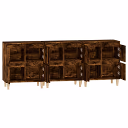 vidaXL Sideboards Storage Side Cabinet Cupboard Highboard Engineered Wood - smoked oak, 3 pcs - Additional view 6