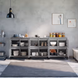 vidaXL Sideboards Storage Side Cabinet Cupboard Highboard Engineered Wood - concrete grey, 3 pcs - Additional view 2