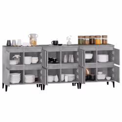 vidaXL Sideboards Storage Side Cabinet Cupboard Highboard Engineered Wood - concrete grey, 3 pcs - Additional view 4