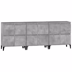 vidaXL Sideboards Storage Side Cabinet Cupboard Highboard Engineered Wood - concrete grey, 3 pcs - Additional view 5
